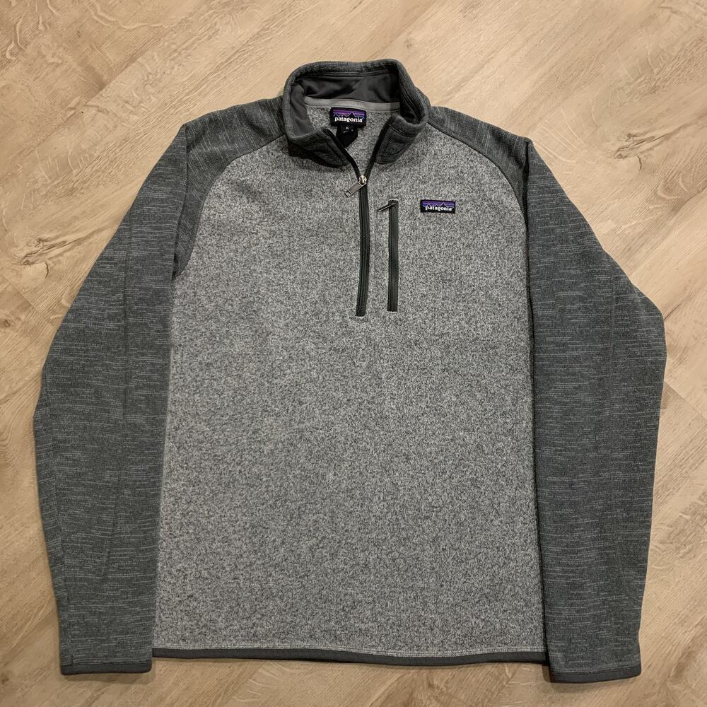 Patagonia Better Sweater 1/4 Quarter Zip Fleece Sweatshirt Mens XL Two-Tone Gray